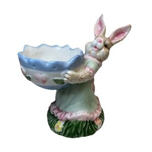 Vintage Ceramic‎ Easter Bunny Rabbit Egg Holder Display Planter Candy Dish